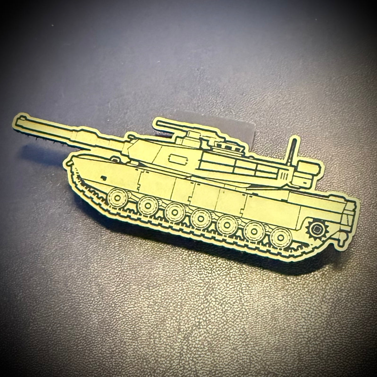 M1 Abrams Main Battle Tank laser-engraved synthetic morale patch, front view.