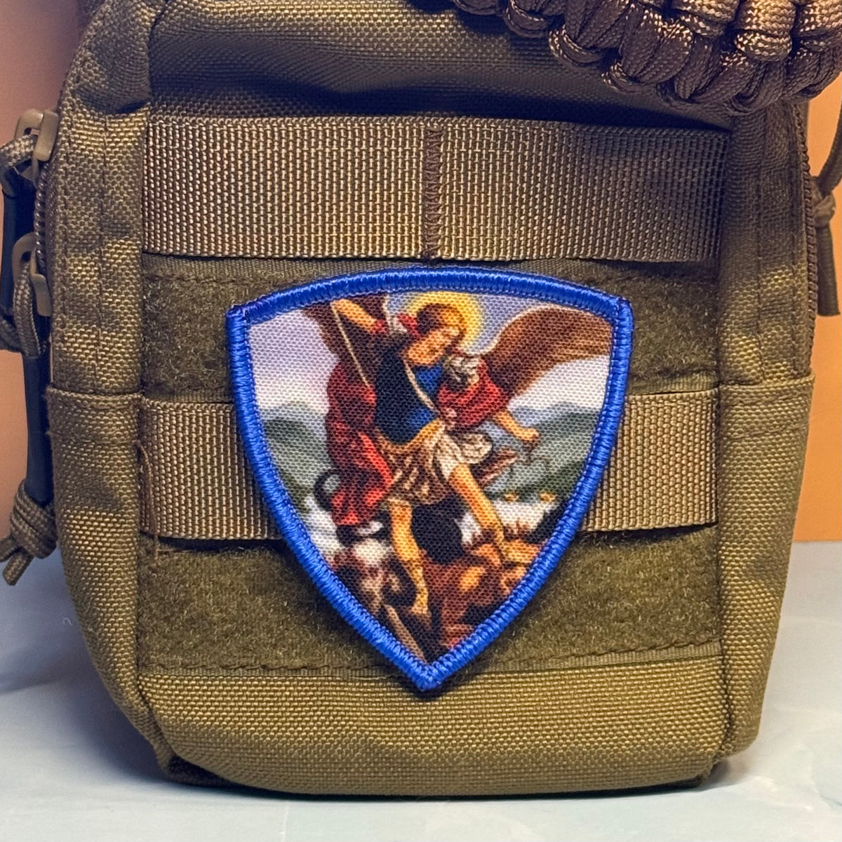 Saint Michael Shield printed canvas morale patch, product photo 5.