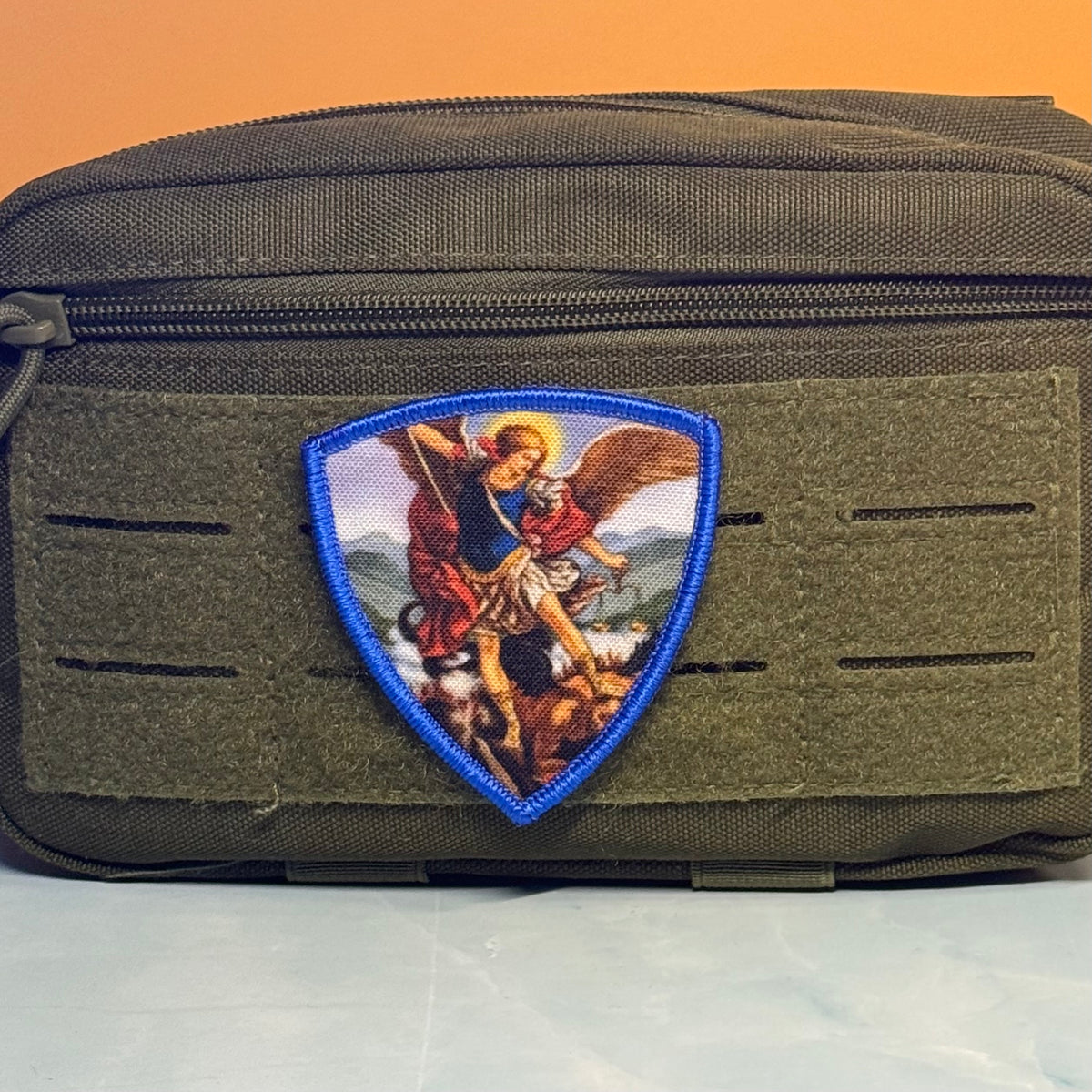 Saint Michael Shield printed canvas morale patch, product photo 9.
