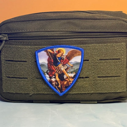 Saint Michael Shield printed canvas morale patch, product photo 9.