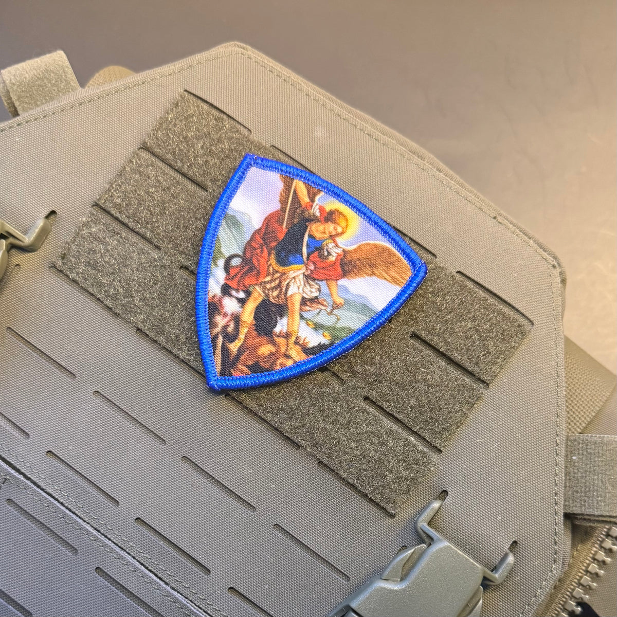 Saint Michael Shield printed canvas morale patch, product photo 2.