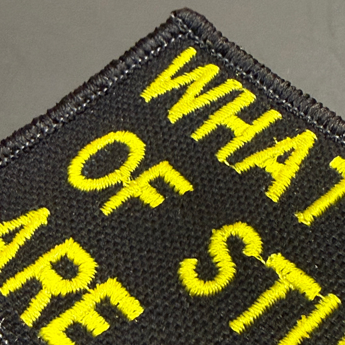 What Kind of Stupid Are You Funny embroidered morale patch, product photograph.