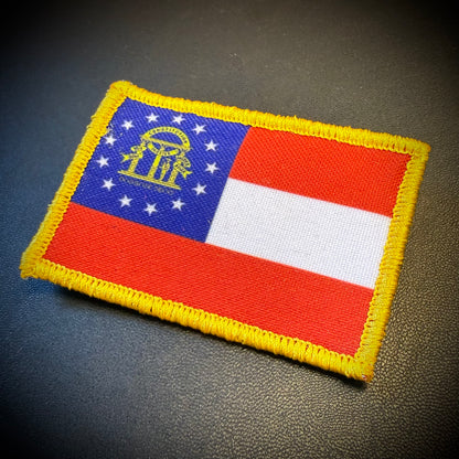 Georgia state flag hook-backed morale patch, alternate view of the printed flag design