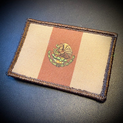 Mexico national flag 2x3-inch printed morale patch, product photo showing the flag artwork and embroidered border