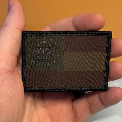 Georgia state flag 2x3-inch flag patch with embroidered border and VELCRO Brand hook backing