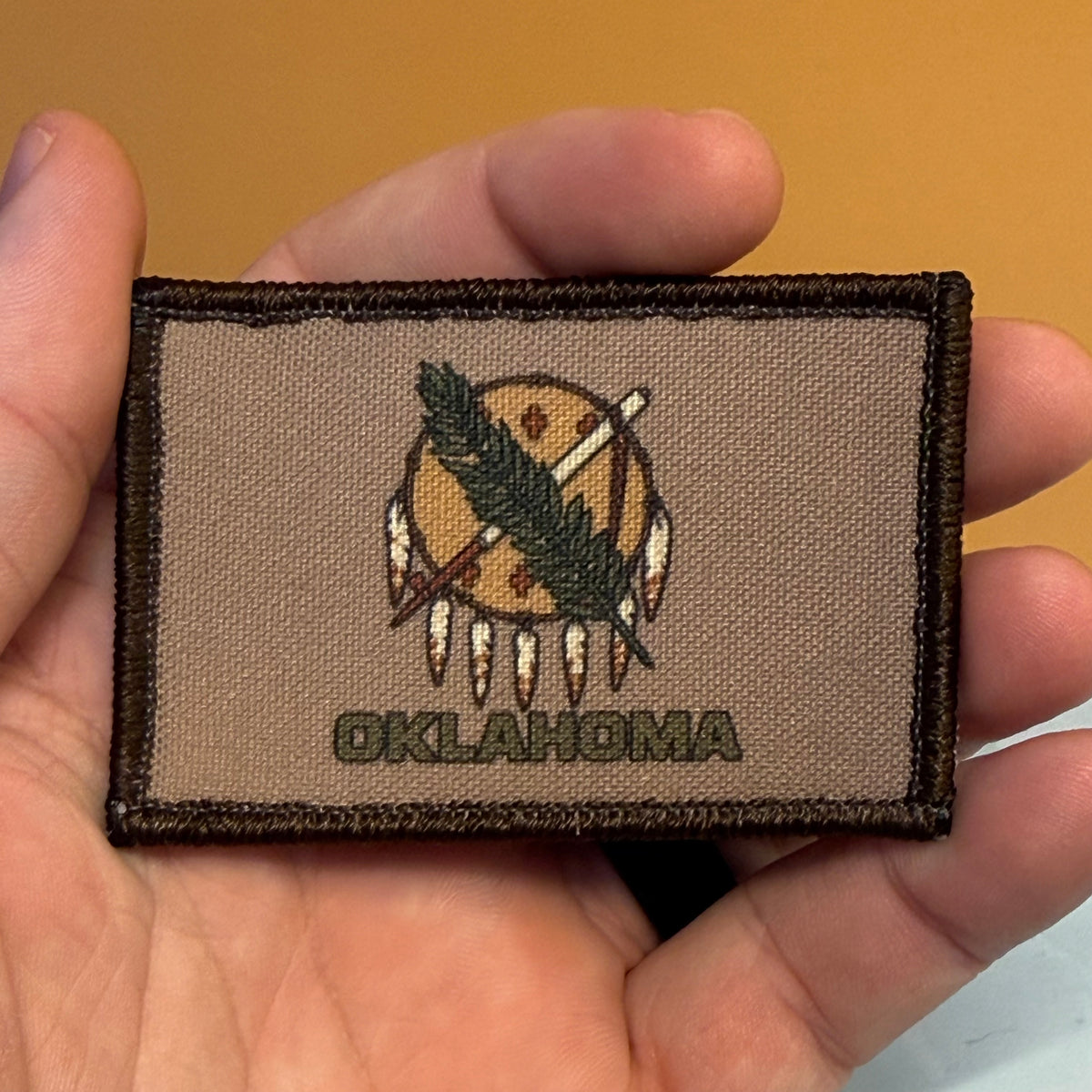 Oklahoma state flag 2x3-inch flag patch with embroidered border and VELCRO Brand hook backing