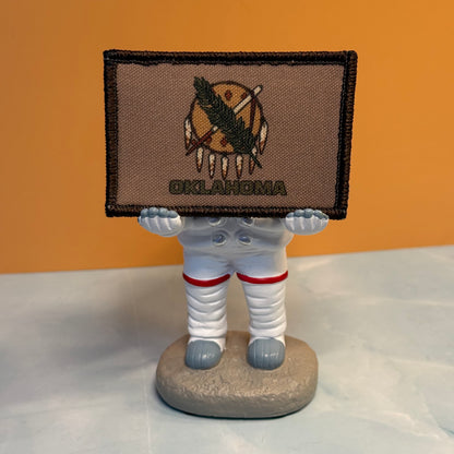 Oklahoma state flag printed morale patch, additional angle showing the flag artwork