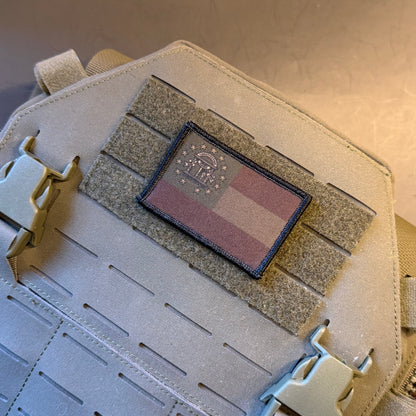 Georgia state flag morale patch with printed canvas flag graphics, product photograph