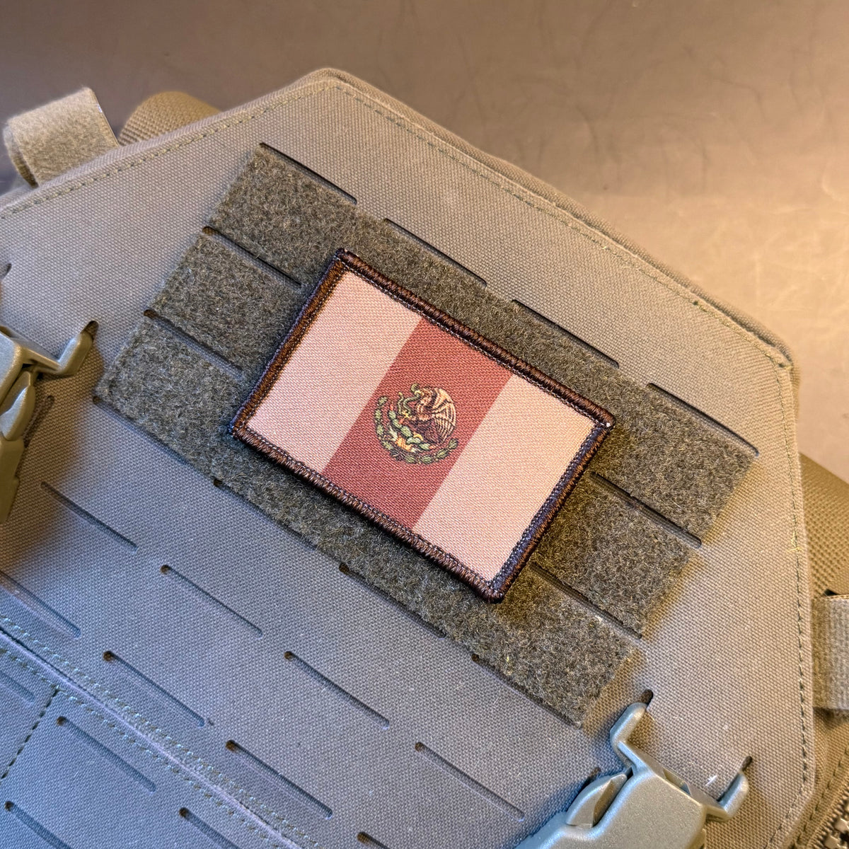 Mexico national flag morale patch with printed canvas flag graphics, product photograph