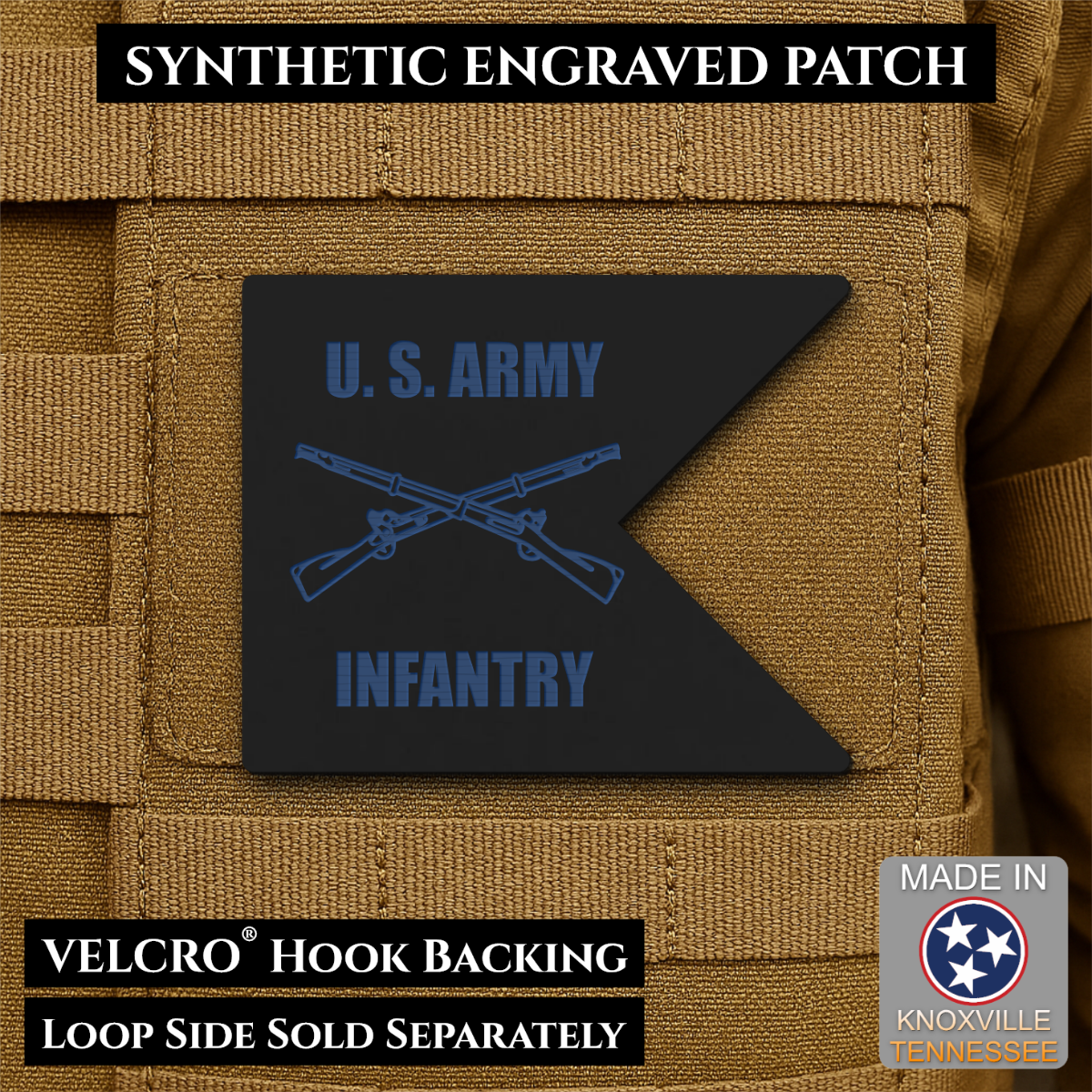 Army Infantry Guidon Flag Morale Patch, 2.4x3" | Made in USA | VELCRO® Brand Hook Backing