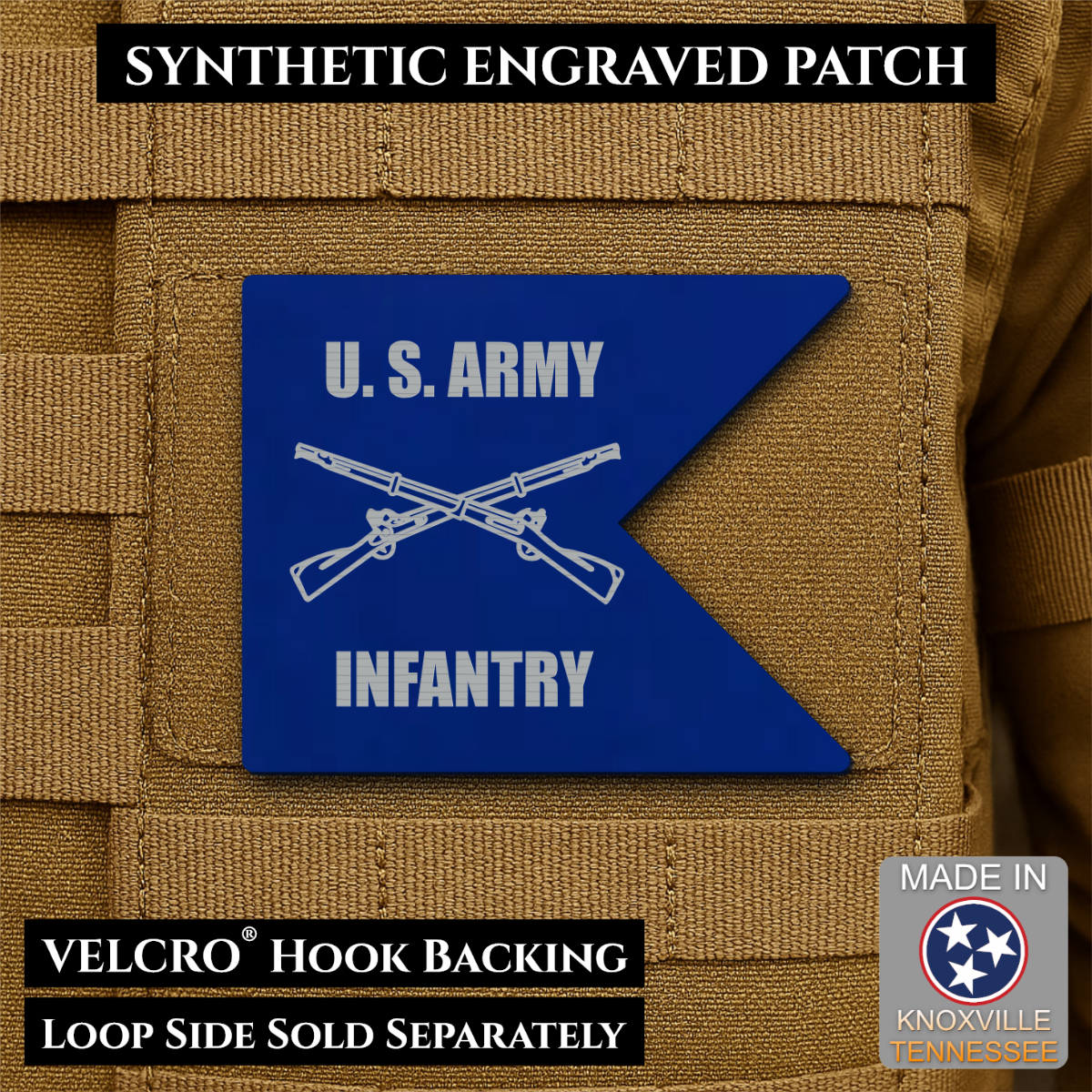 Army Infantry Guidon Flag Morale Patch, 2.4x3" | Made in USA | VELCRO® Brand Hook Backing