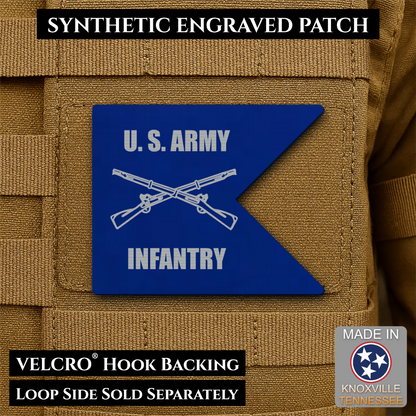 Army Infantry Guidon Flag Morale Patch, 2.4x3" | Made in USA | VELCRO® Brand Hook Backing