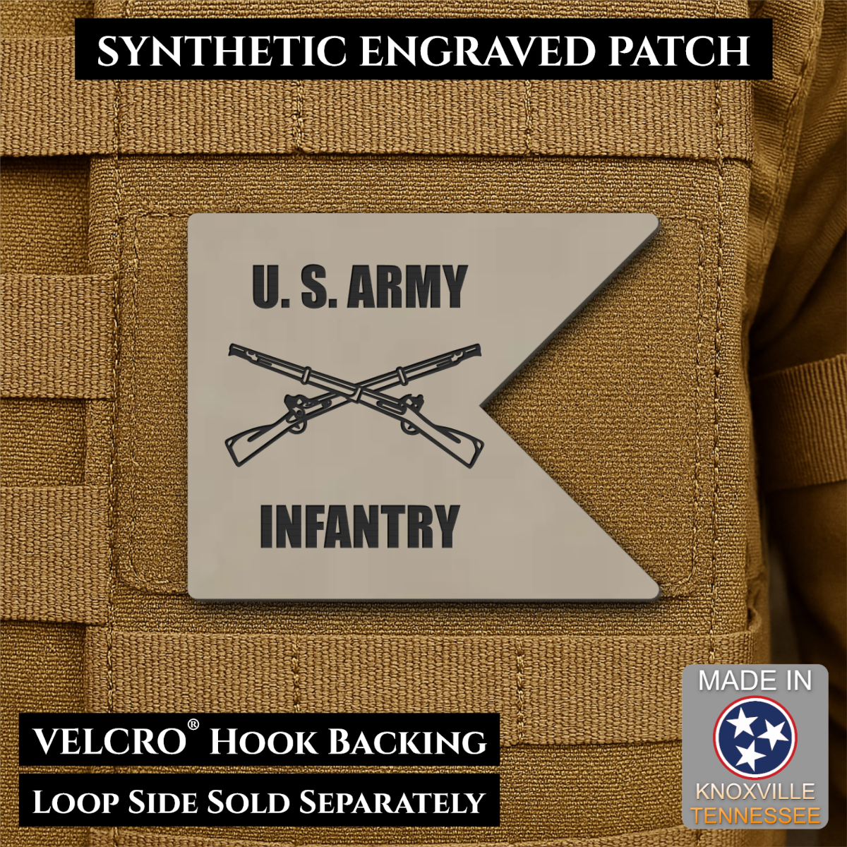 Army Infantry Guidon Flag Morale Patch, 2.4x3" | Made in USA | VELCRO® Brand Hook Backing