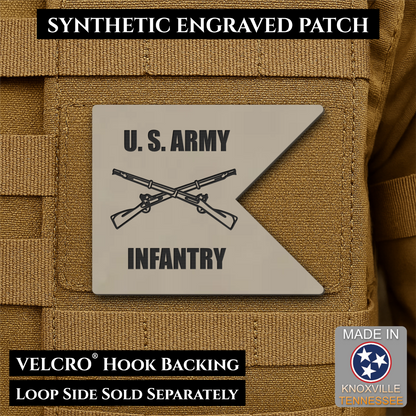 Army Infantry Guidon Flag Morale Patch, 2.4x3" | Made in USA | VELCRO® Brand Hook Backing