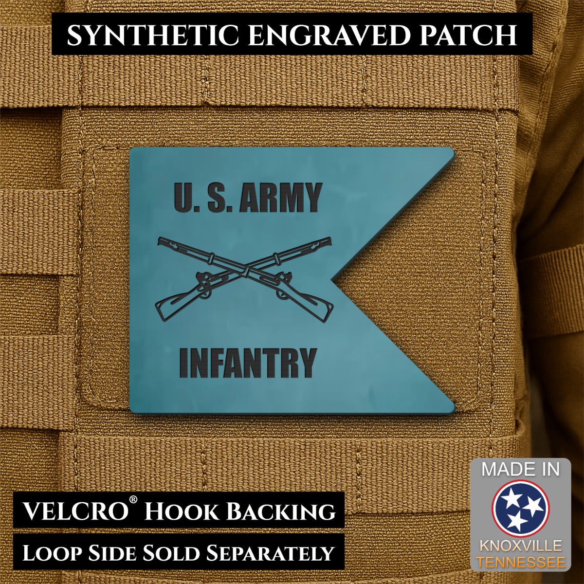Army Infantry Guidon Flag Morale Patch, 2.4x3" | Made in USA | VELCRO® Brand Hook Backing