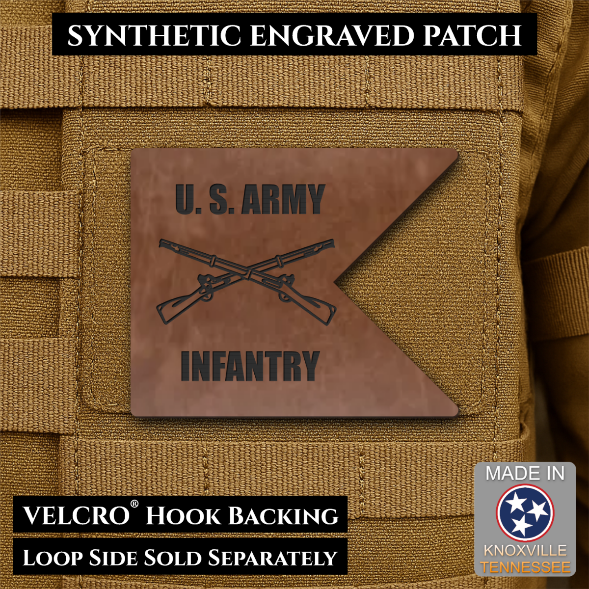 Army Infantry Guidon Flag Morale Patch, 2.4x3" | Made in USA | VELCRO® Brand Hook Backing