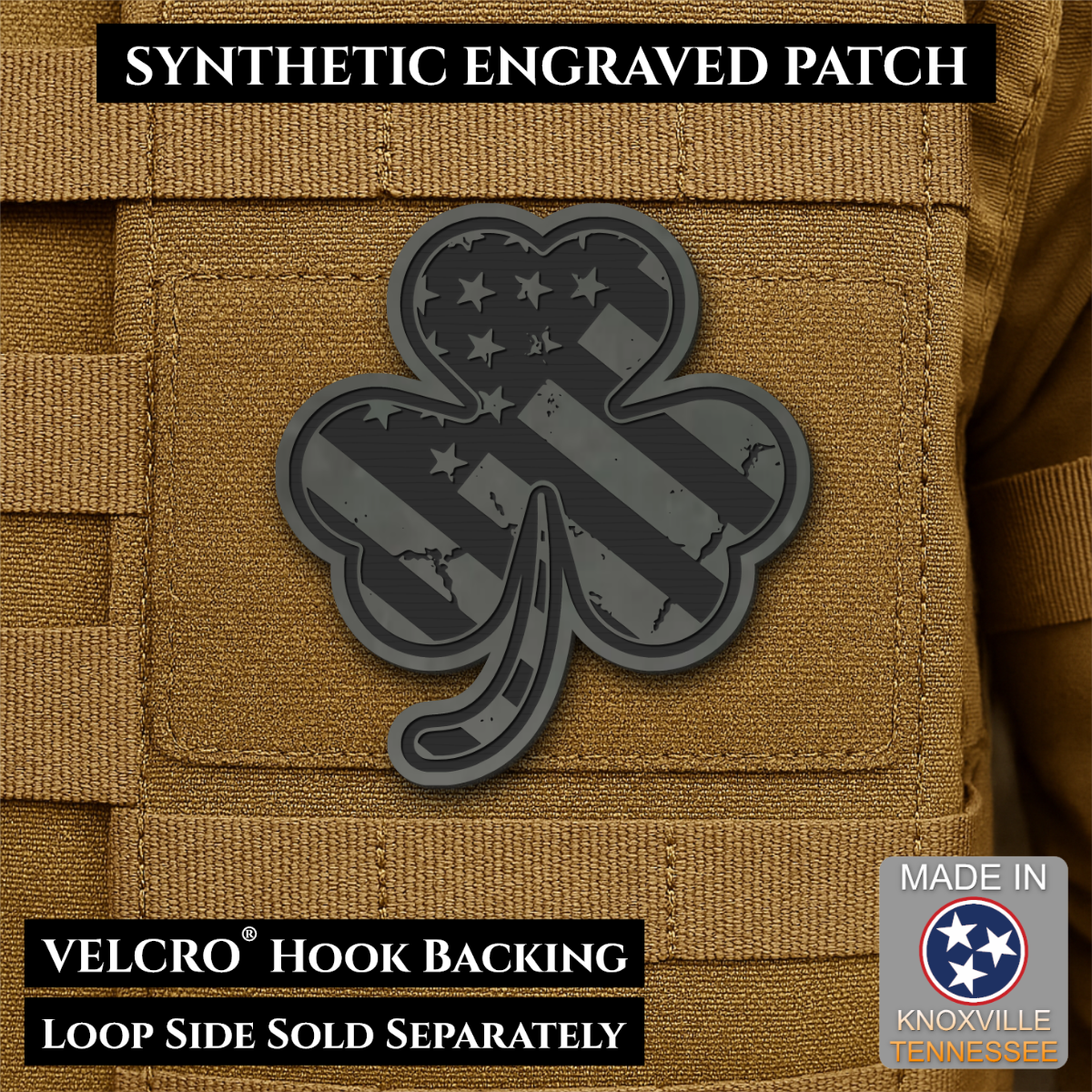 Irish American, Shamrock Morale Patch, 2.8x3" | Made in USA | VELCRO® Brand Hook Backing