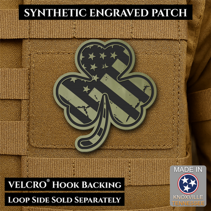 Irish American, Shamrock Morale Patch, 2.8x3" | Made in USA | VELCRO® Brand Hook Backing