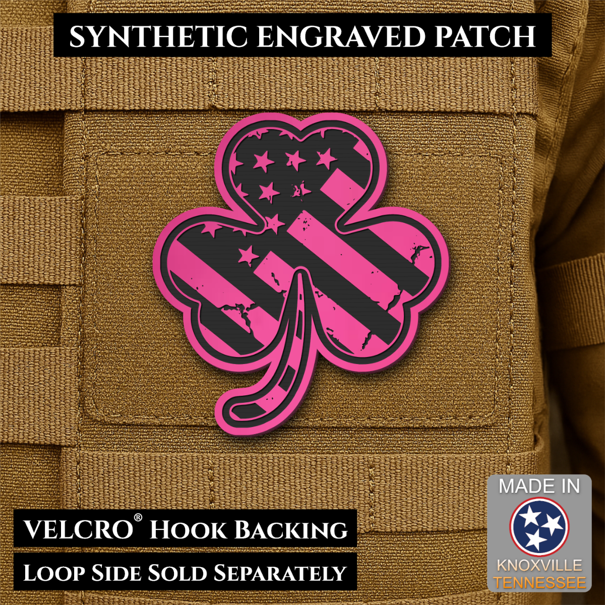Irish American, Shamrock Morale Patch, 2.8x3" | Made in USA | VELCRO® Brand Hook Backing