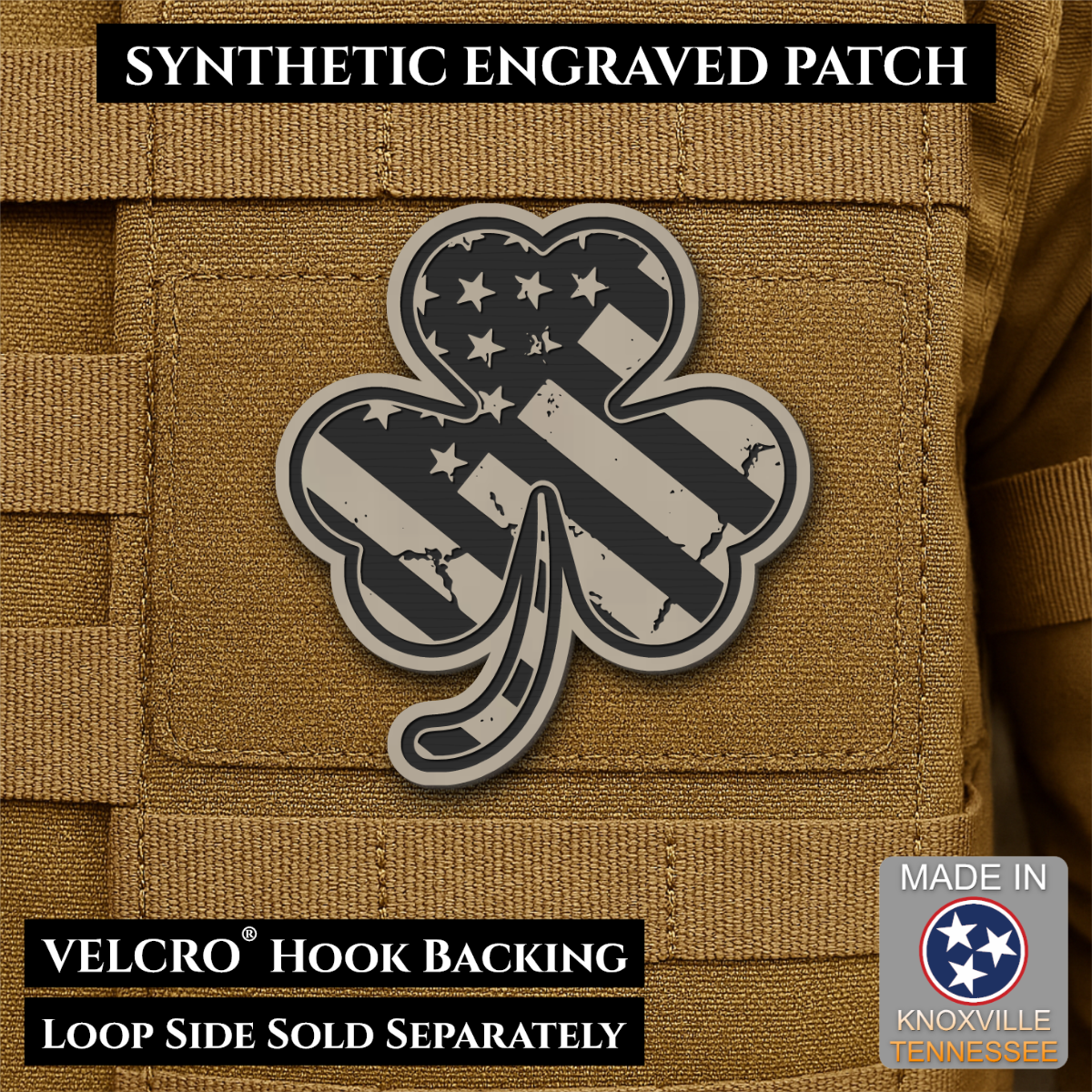 Irish American, Shamrock Morale Patch, 2.8x3" | Made in USA | VELCRO® Brand Hook Backing