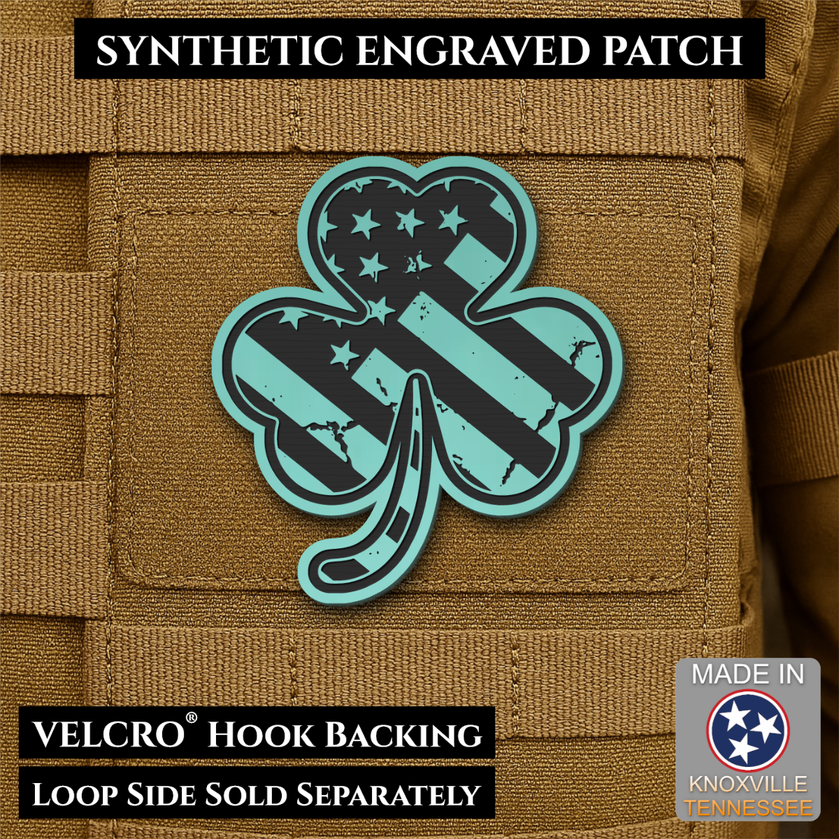 Irish American, Shamrock Morale Patch, 2.8x3" | Made in USA | VELCRO® Brand Hook Backing