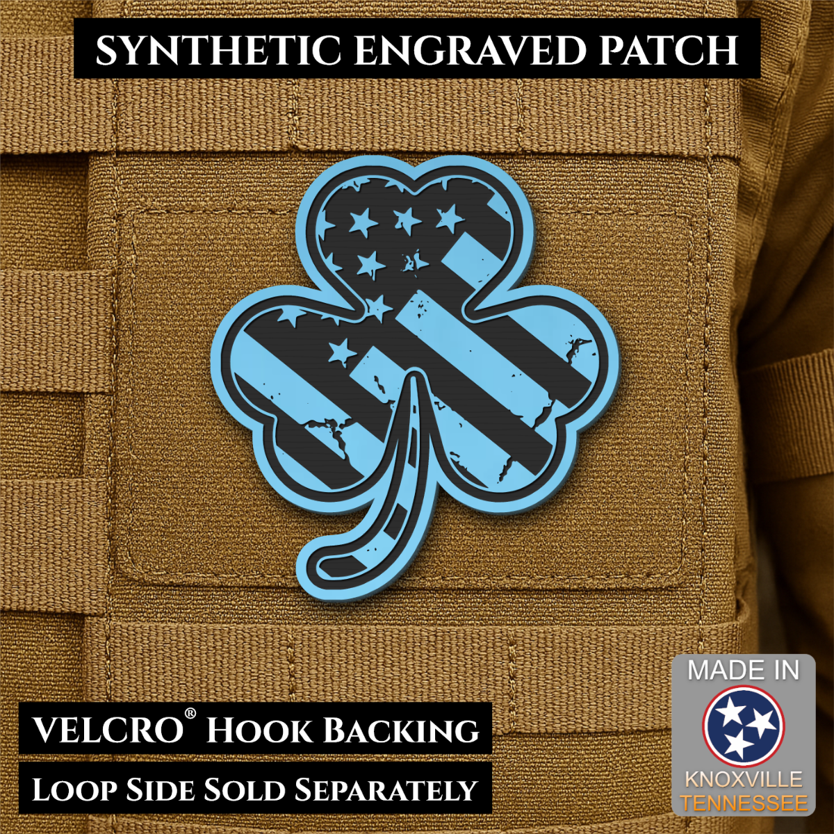 Irish American, Shamrock Morale Patch, 2.8x3" | Made in USA | VELCRO® Brand Hook Backing