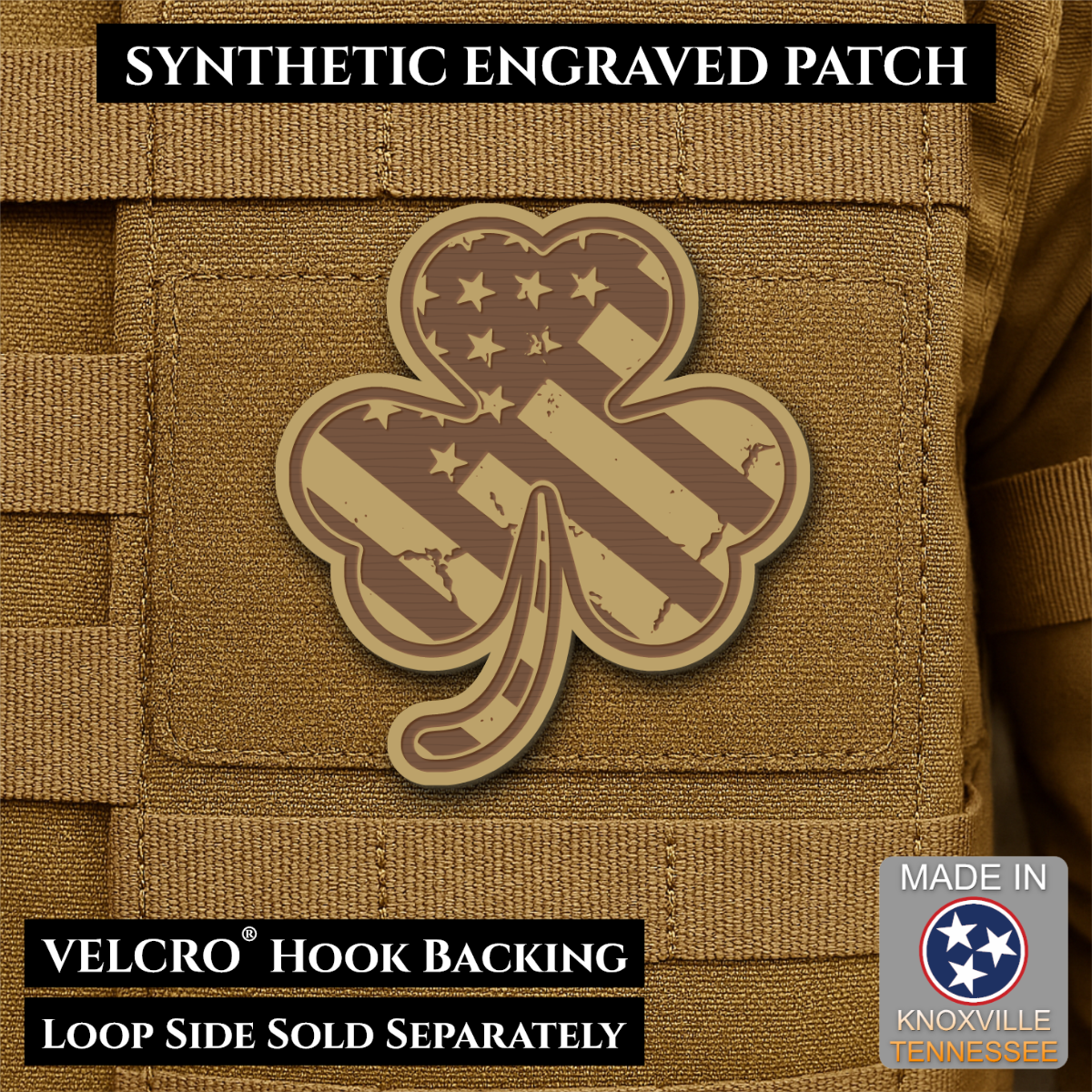 Irish American, Shamrock Morale Patch, 2.8x3" | Made in USA | VELCRO® Brand Hook Backing