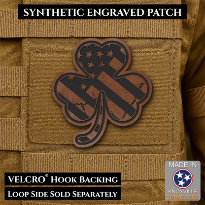 Irish American, Shamrock Morale Patch, 2.8x3" | Made in USA | VELCRO® Brand Hook Backing