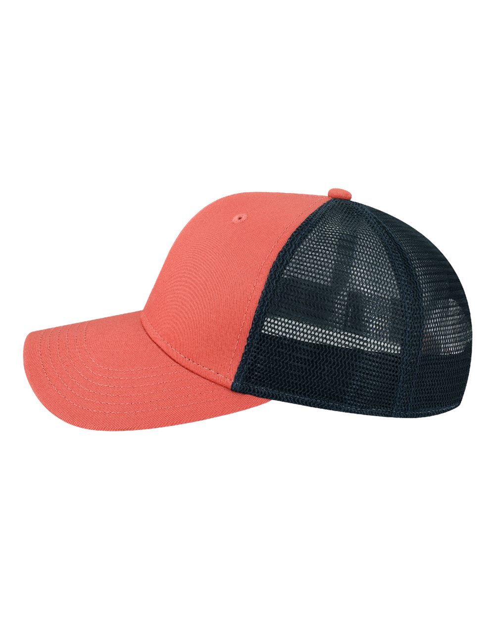 Red and black mesh cap on a white background