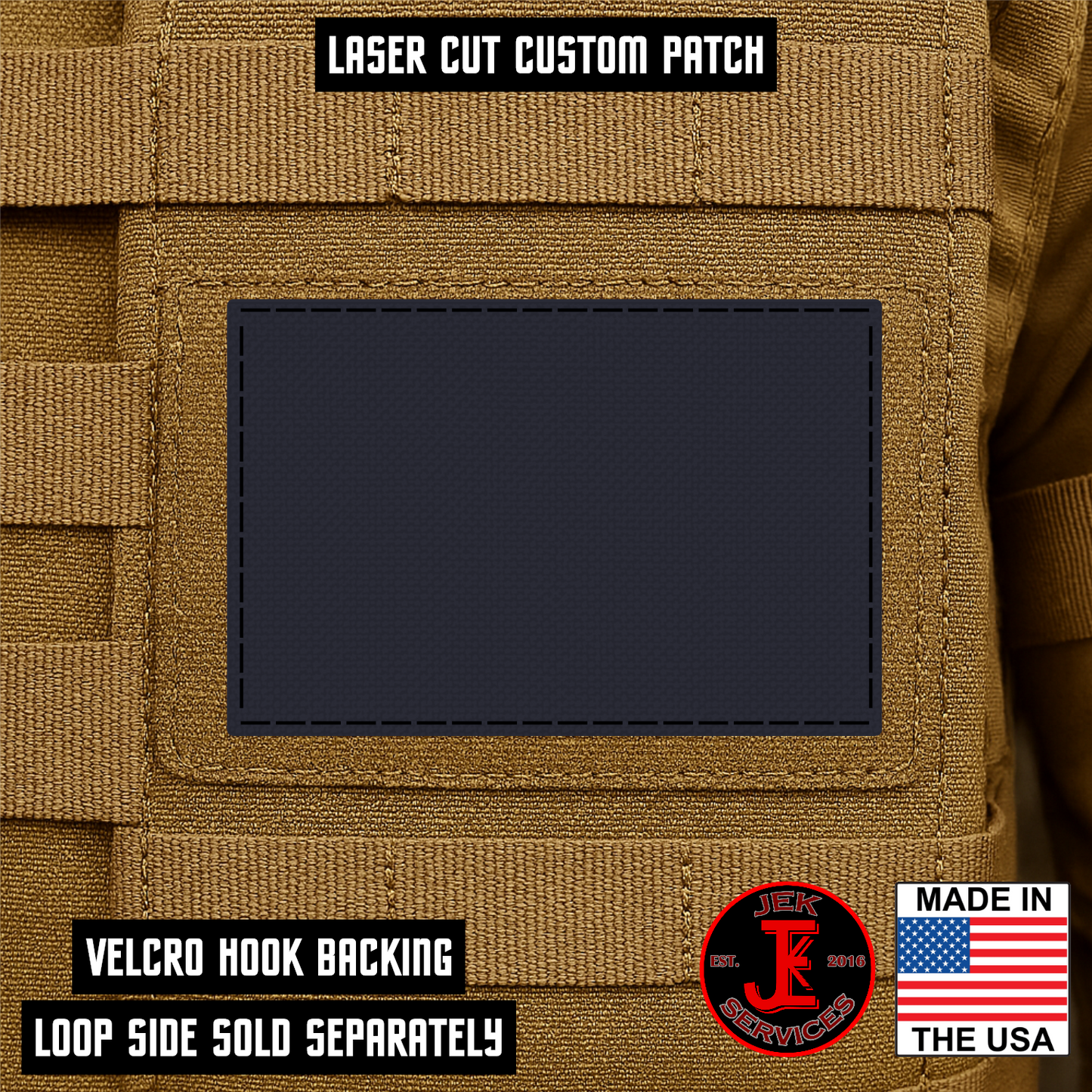Laser Cut Reflective Morale Patches 2" x 3" - Custom Text Hook & Loop Gear Patch