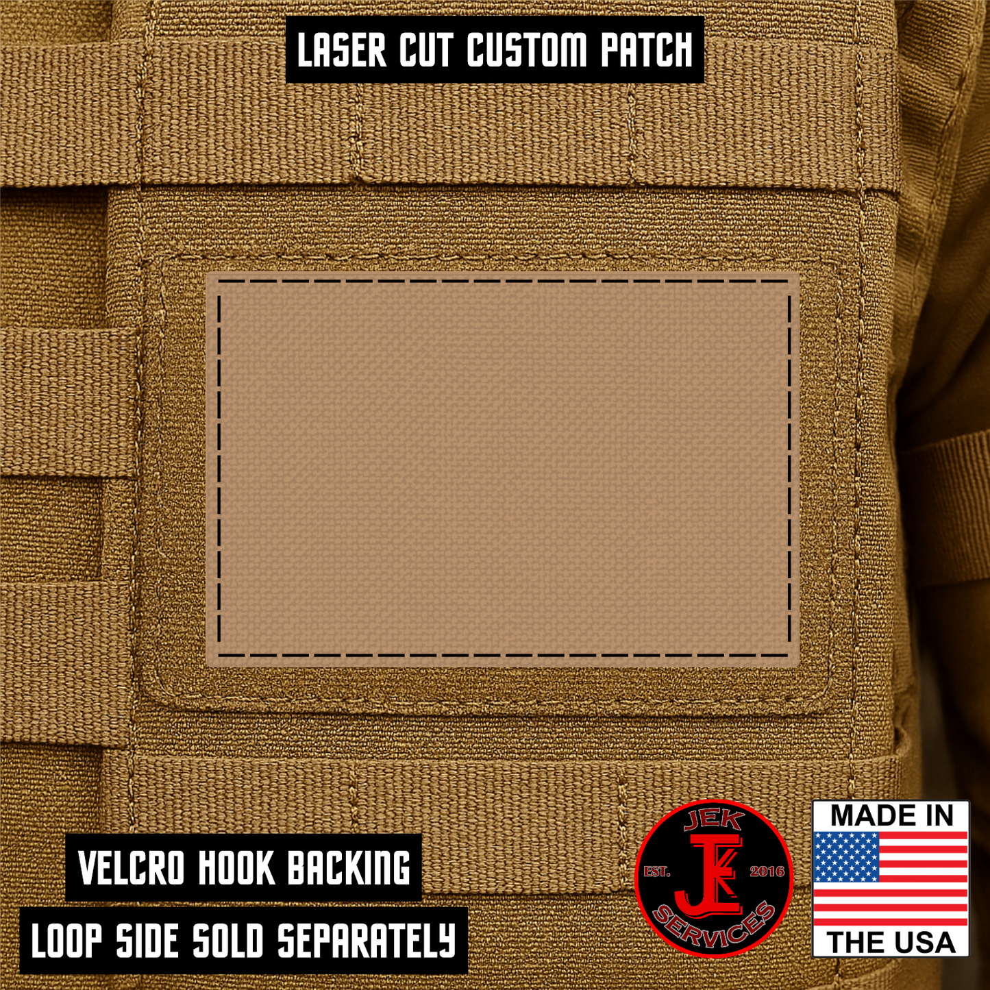 Laser Cut Reflective Morale Patches 2" x 3" - Custom Text Hook & Loop Gear Patch