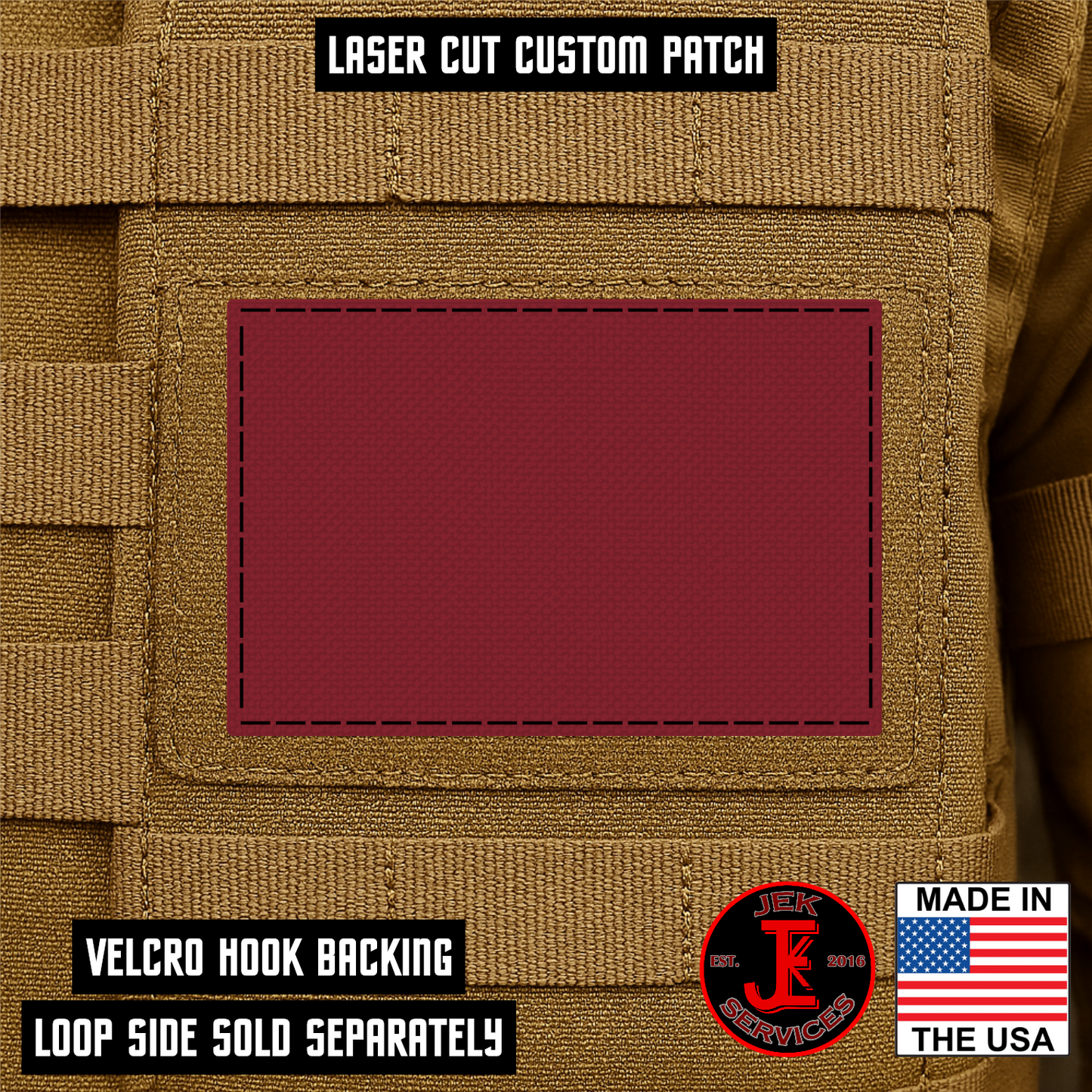 Laser Cut Reflective Morale Patches 2" x 3" - Custom Text Hook & Loop Gear Patch