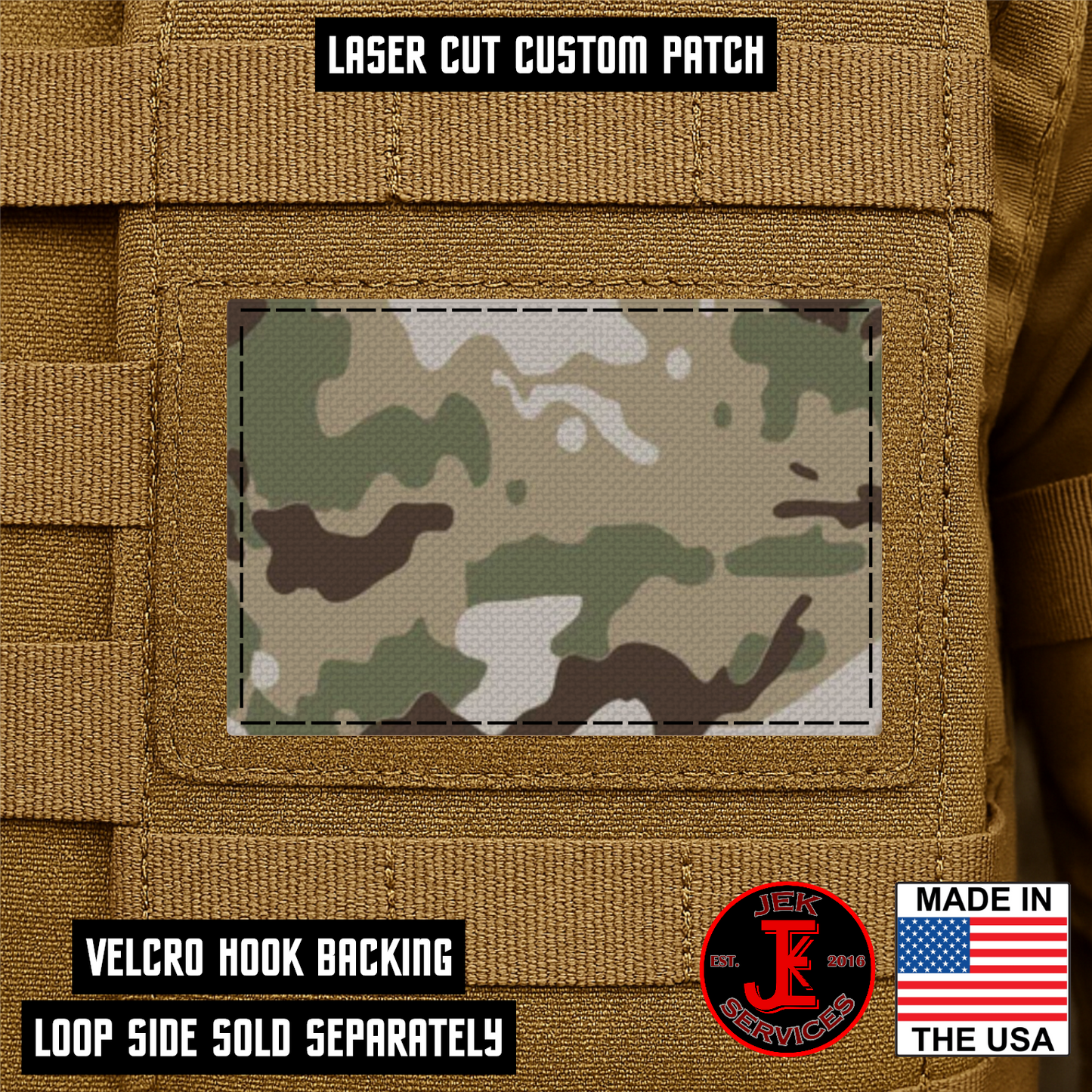 Laser Cut Reflective Morale Patches 2" x 3" - Custom Text Hook & Loop Gear Patch