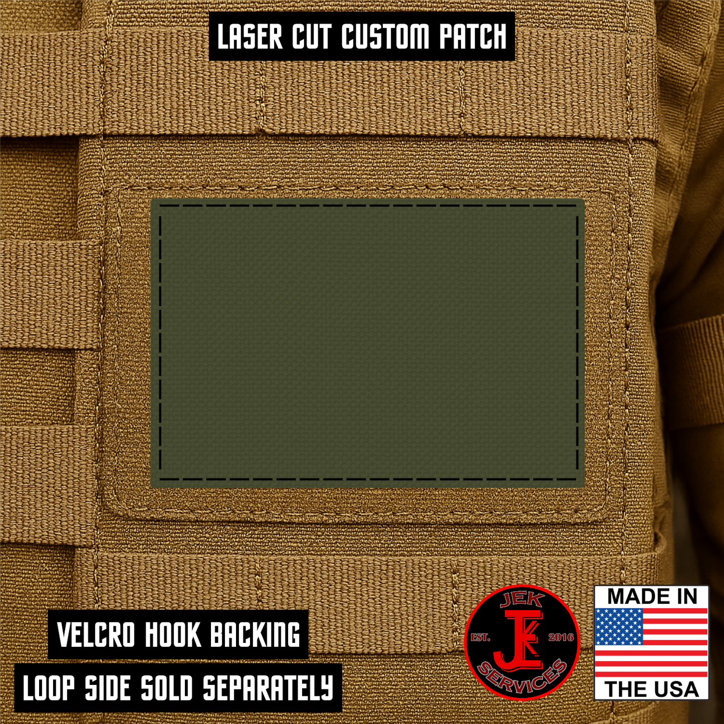 Laser Cut Reflective Morale Patches 2" x 3" - Custom Text Hook & Loop Gear Patch