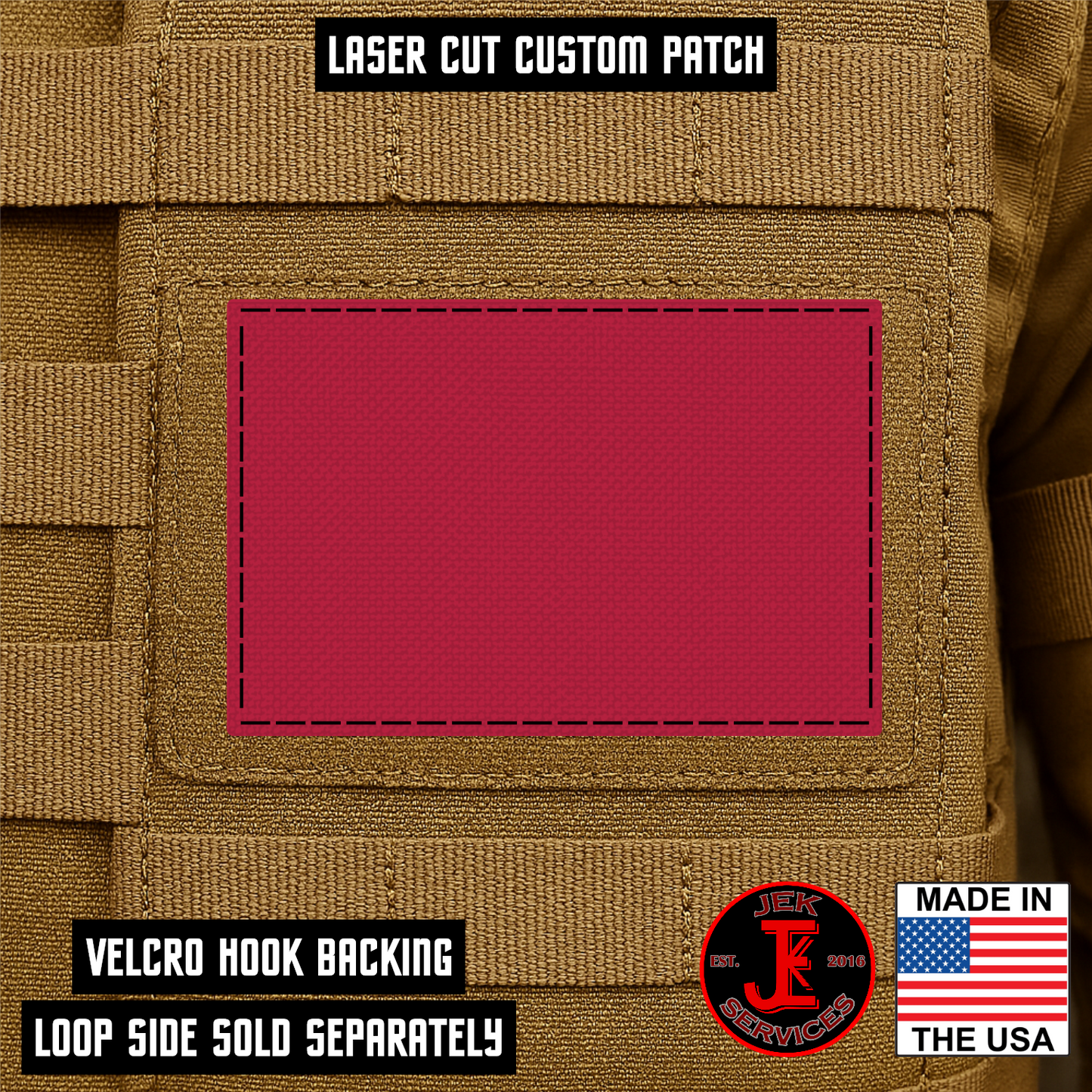 Laser Cut Reflective Morale Patches 2" x 3" - Custom Text Hook & Loop Gear Patch