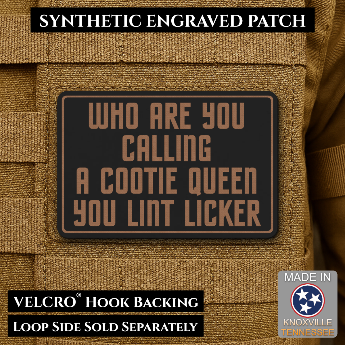 Lint Licker Funny Quote Morale Patch, 2x3" | Made in USA | VELCRO® Brand Hook Backing