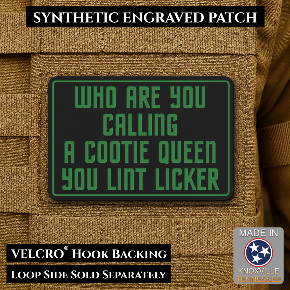 Lint Licker Funny Quote Morale Patch, 2x3" | Made in USA | VELCRO® Brand Hook Backing