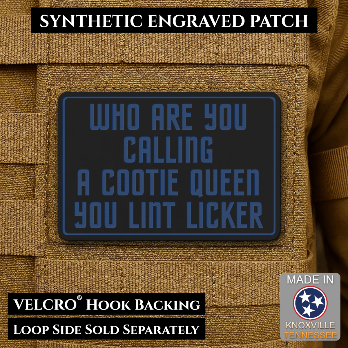 Lint Licker Funny Quote Morale Patch, 2x3" | Made in USA | VELCRO® Brand Hook Backing