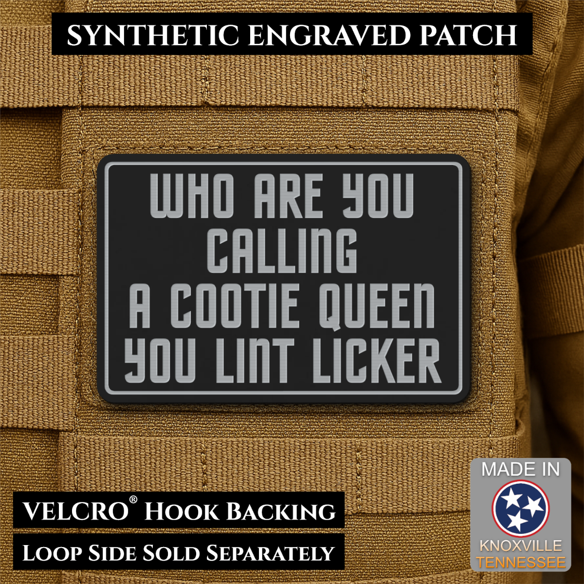 Lint Licker Funny Quote Morale Patch, 2x3" | Made in USA | VELCRO® Brand Hook Backing