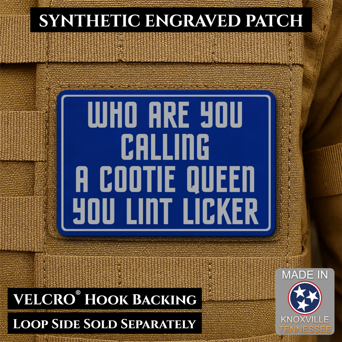 Lint Licker Funny Quote Morale Patch, 2x3" | Made in USA | VELCRO® Brand Hook Backing