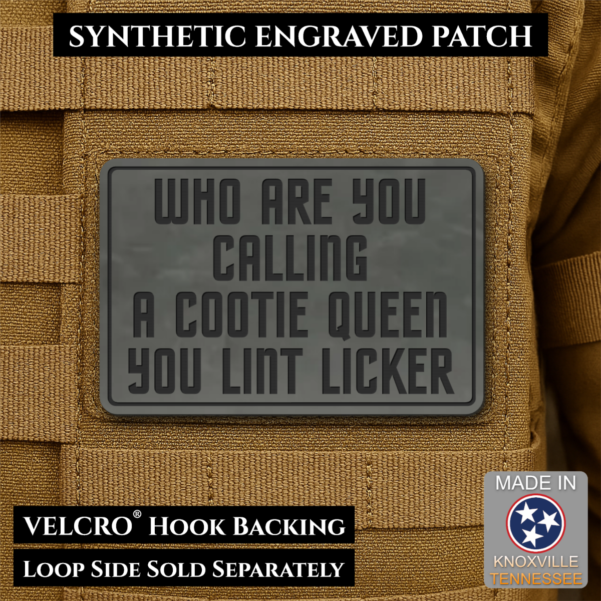 Lint Licker Funny Quote Morale Patch, 2x3" | Made in USA | VELCRO® Brand Hook Backing