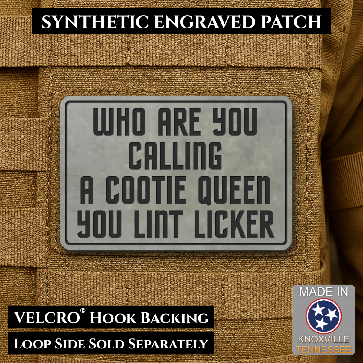 Lint Licker Funny Quote Morale Patch, 2x3" | Made in USA | VELCRO® Brand Hook Backing