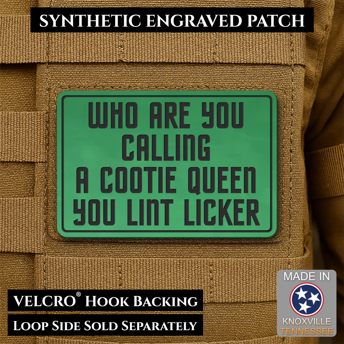 Lint Licker Funny Quote Morale Patch, 2x3" | Made in USA | VELCRO® Brand Hook Backing