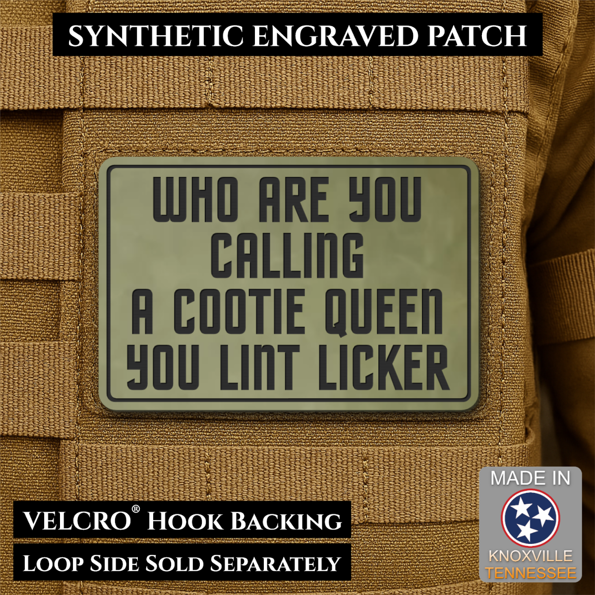 Lint Licker Funny Quote Morale Patch, 2x3" | Made in USA | VELCRO® Brand Hook Backing