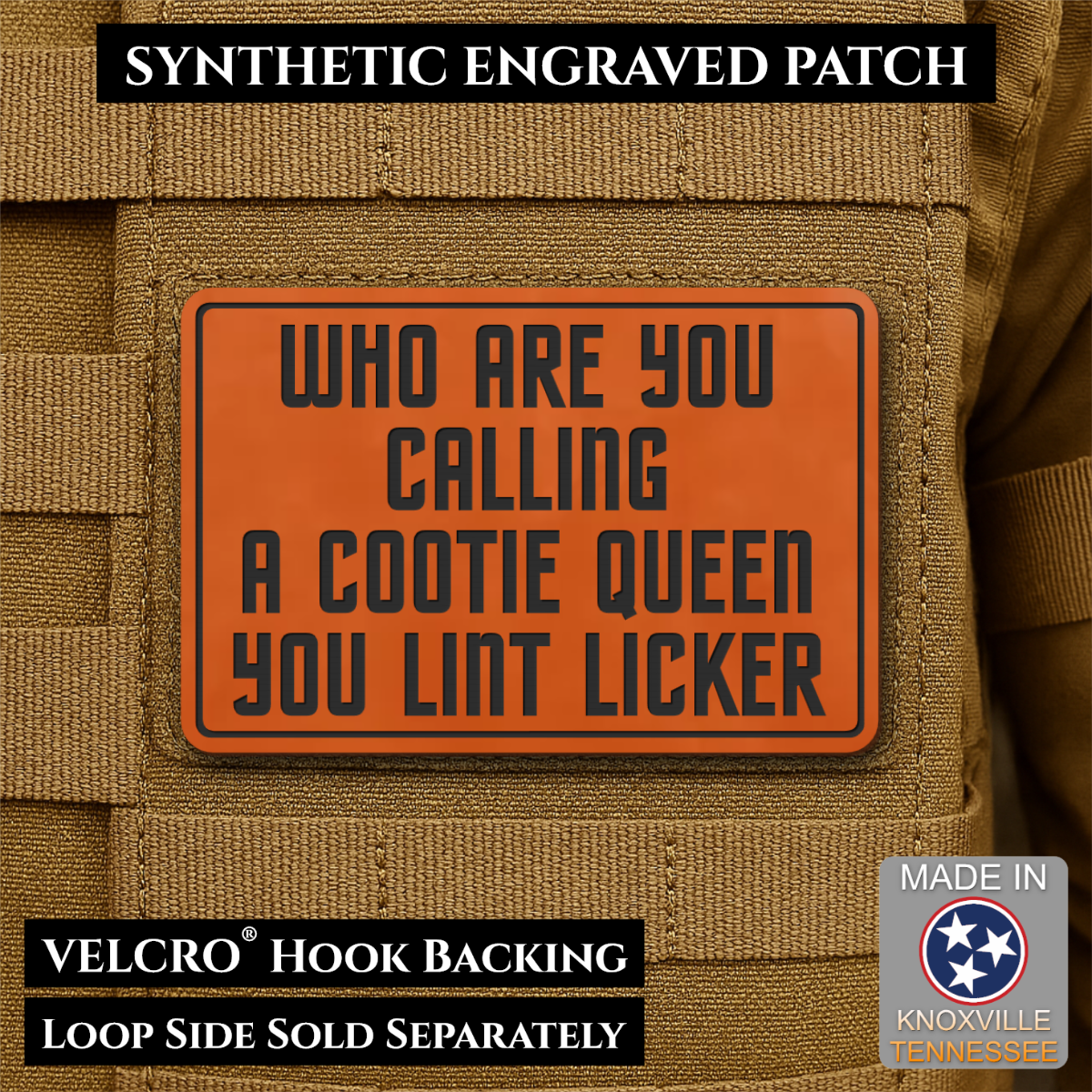 Lint Licker Funny Quote Morale Patch, 2x3" | Made in USA | VELCRO® Brand Hook Backing