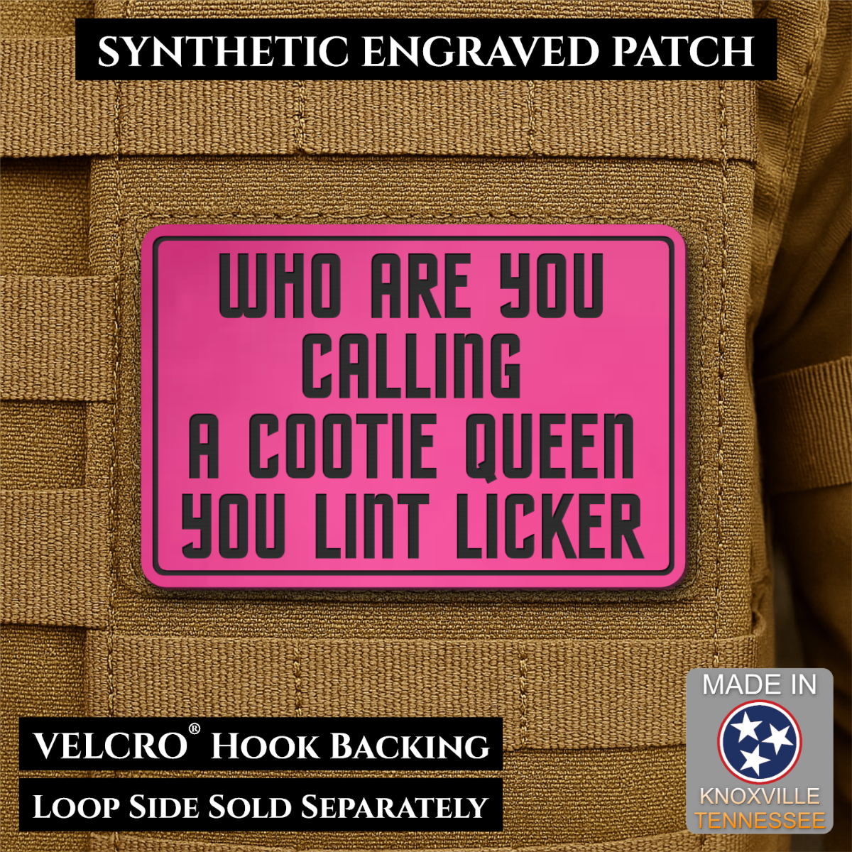 Lint Licker Funny Quote Morale Patch, 2x3" | Made in USA | VELCRO® Brand Hook Backing