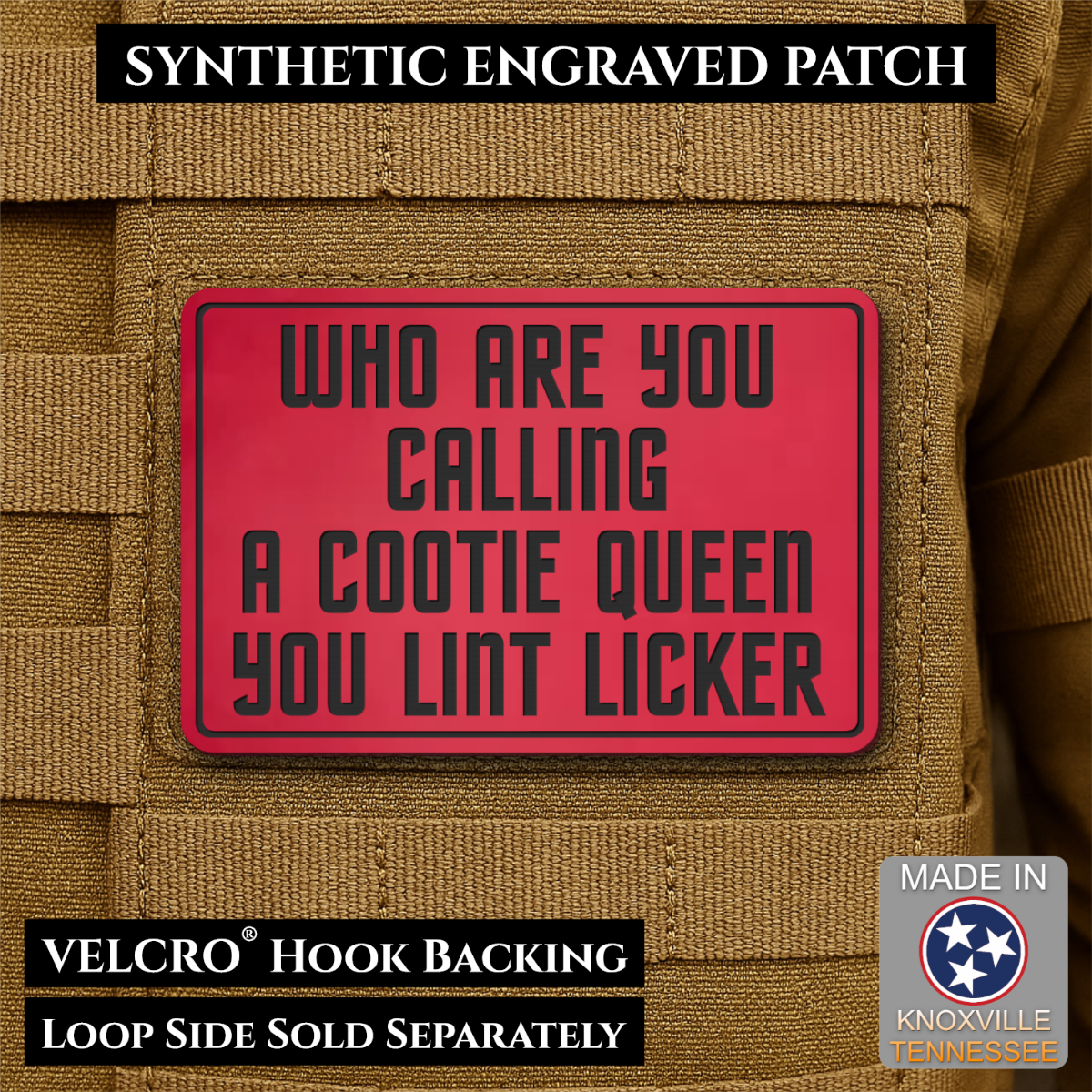 Lint Licker Funny Quote Morale Patch, 2x3" | Made in USA | VELCRO® Brand Hook Backing