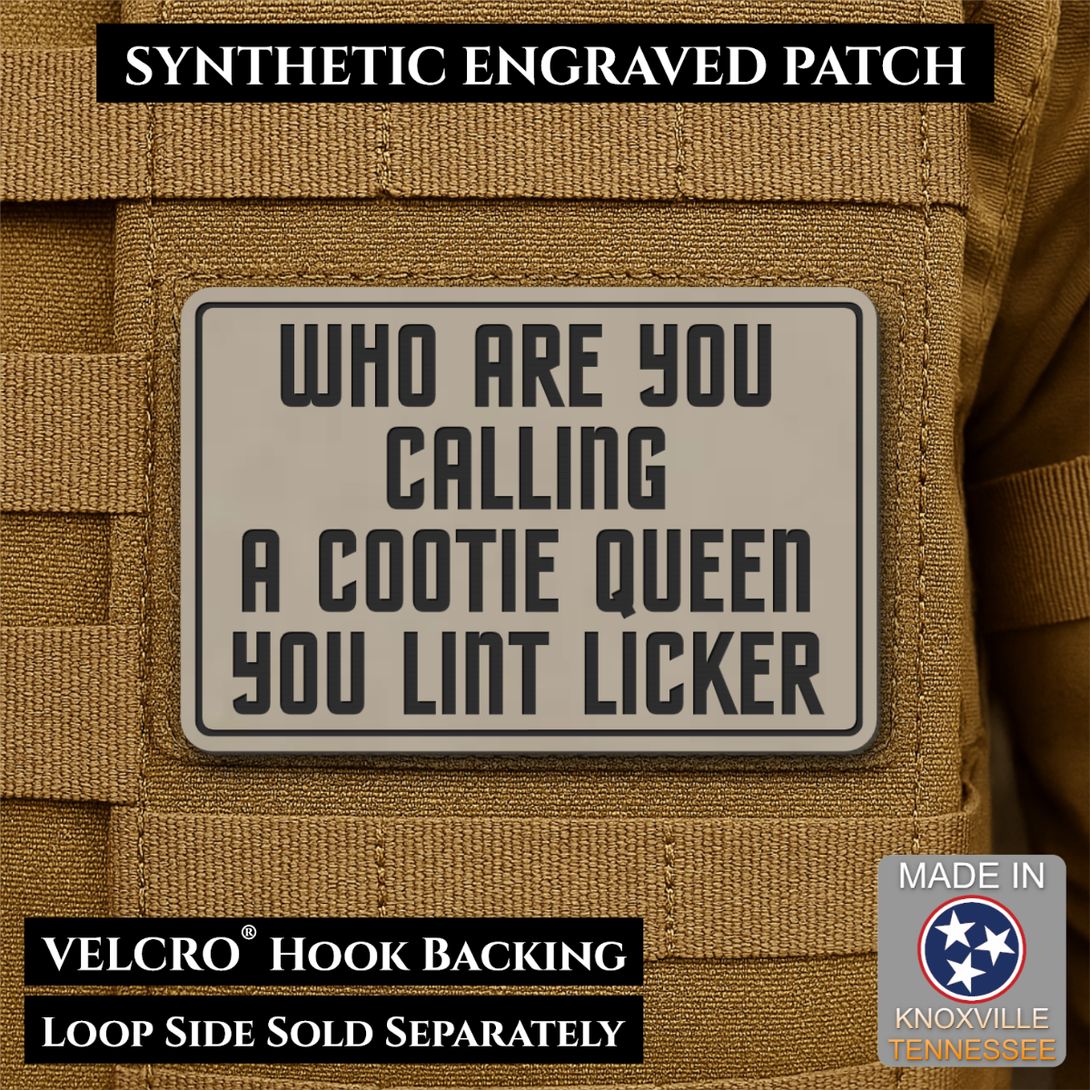 Lint Licker Funny Quote Morale Patch, 2x3" | Made in USA | VELCRO® Brand Hook Backing