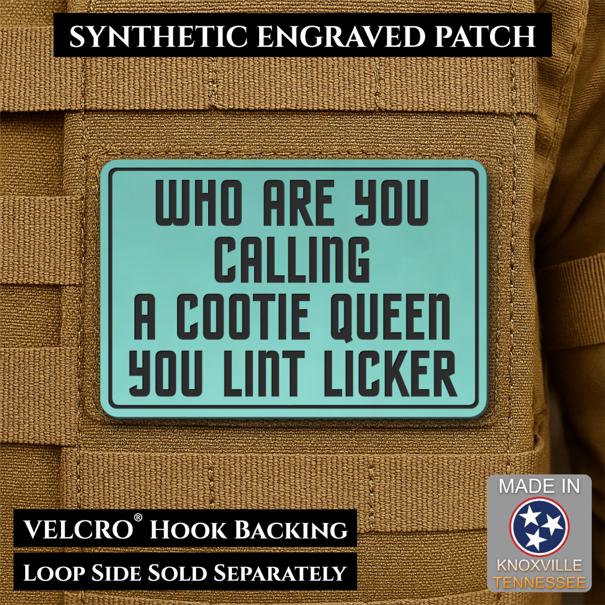 Lint Licker Funny Quote Morale Patch, 2x3" | Made in USA | VELCRO® Brand Hook Backing