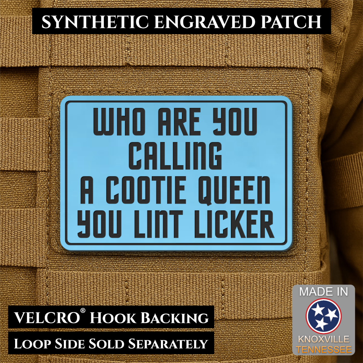 Lint Licker Funny Quote Morale Patch, 2x3" | Made in USA | VELCRO® Brand Hook Backing
